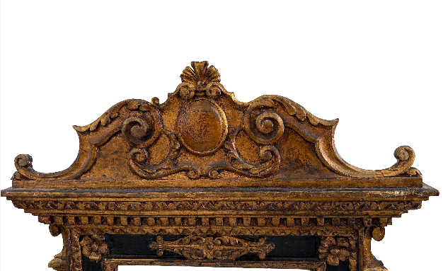 Specchio stato pontificio del XVIII secoloin legno dorato e laccato. cm 122 x 87