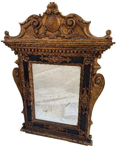 Specchio stato pontificio del XVIII secoloin legno dorato e laccato. cm 122 x 87